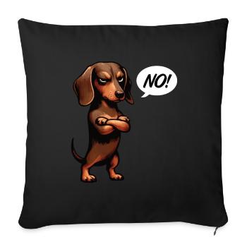 No Dackel Dackelbesitzer Dackelliebhaber Teckel - Sofakissenbezug 45 x 45 cm - Schwarz - Vorne