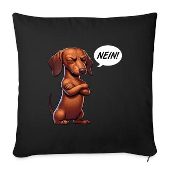 Nein Dackel Dackelbesitzer Dackelliebhaber Teckel - Sofakissenbezug 45 x 45 cm - Schwarz - Vorne