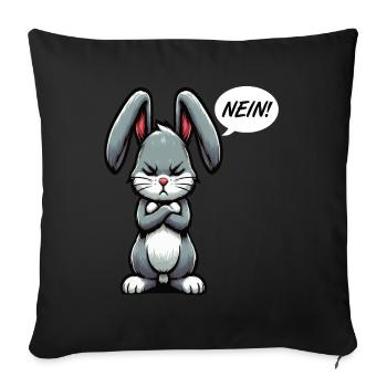 Nein Kaninchen Hase Hasen langohr Klopfer Rammler - Sofakissenbezug 45 x 45 cm - Schwarz - Vorne