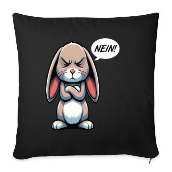 Nein Kaninchen Hase Hasen langohr Klopfer Rammler - Sofakissenbezug 45 x 45 cm - Schwarz - Vorne