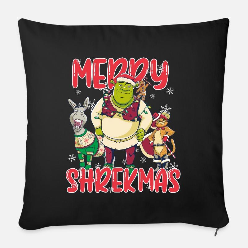 Shrek Design Merry Shrekmas Weihnachten - Sofakissenbezug 45 x 45 cm - Schwarz