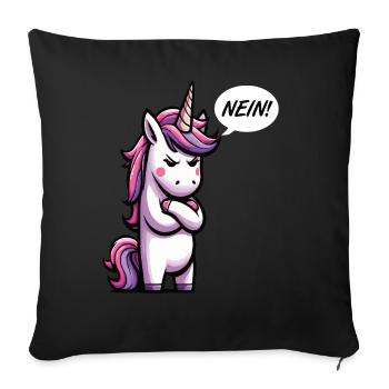 Nein Einhorn Einhörner Einhornfan Einhornliebhaber - Sofakissenbezug 45 x 45 cm - Schwarz - Vorne
