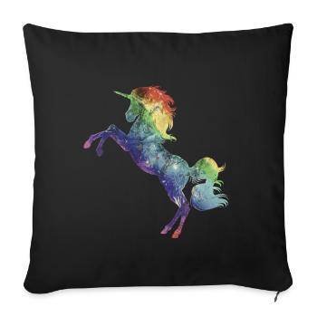 Einhorn Regenbogen - Sofakissenbezug 45 x 45 cm - Schwarz - Vorne