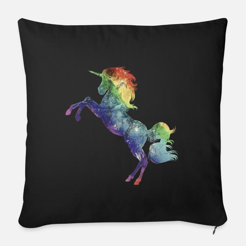 Einhorn Regenbogen - Sofakissenbezug 45 x 45 cm - Schwarz