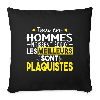 Plaquiste Métier Cadeau Humour - Housse de coussin décorative 45 x 45 cm - noir - Devant