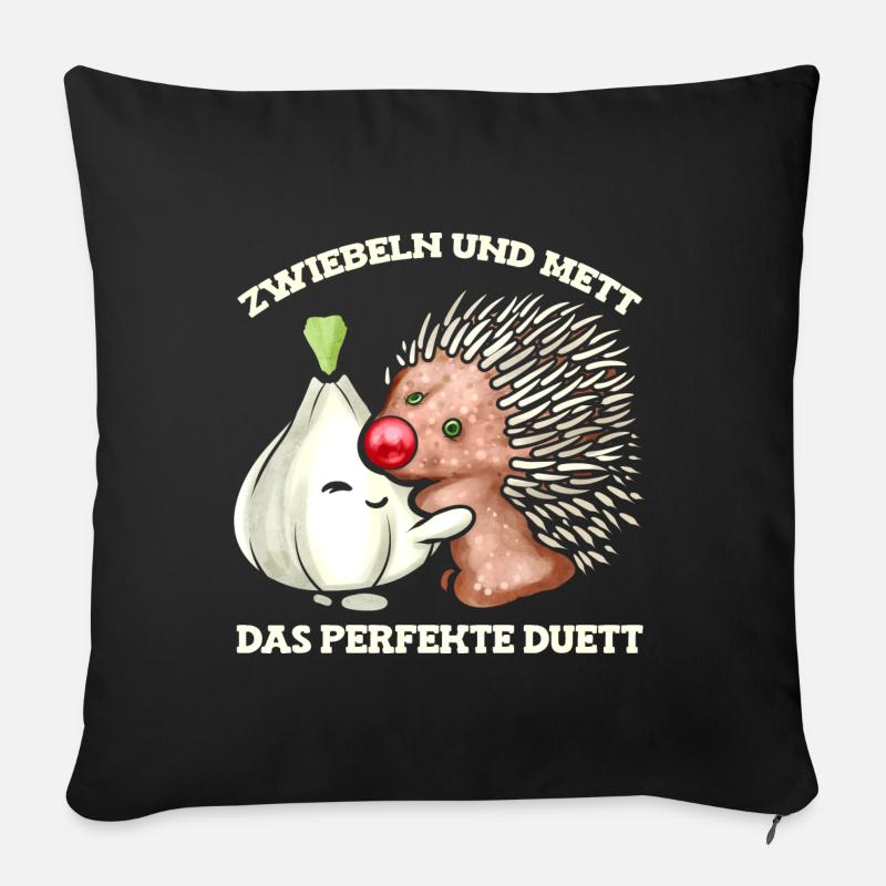 Zwiebel und Mett Liebe - Mettigel & Hack Geschenk - Sofakissenbezug 45 x 45 cm - Schwarz