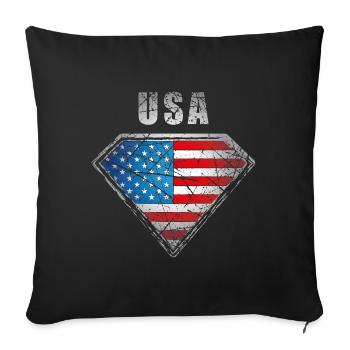 USA Superhero Flag Vintage Symbole américain - Housse de coussin décorative 45 x 45 cm - noir - Devant