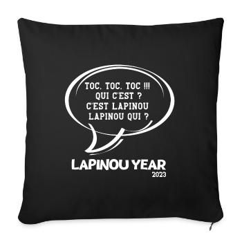 bonne année, happy new year, 2023 - Housse de coussin décorative 45 x 45 cm - noir - Devant