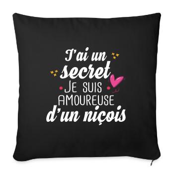Nice Niçois Niçoise Amoureuse Cadeau Amour Humour - Housse de coussin décorative 45 x 45 cm - noir - Devant