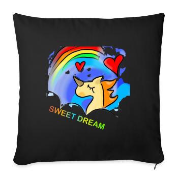 Sweet Dream Cartoon Unicorn - Sofa pillowcase 17,3'' x 17,3'' (45 x 45 cm) - black - Front