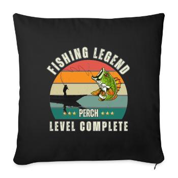 Légende de pêche - Niveau « Perche » terminé - Housse de coussin décorative 45 x 45 cm - noir - Devant