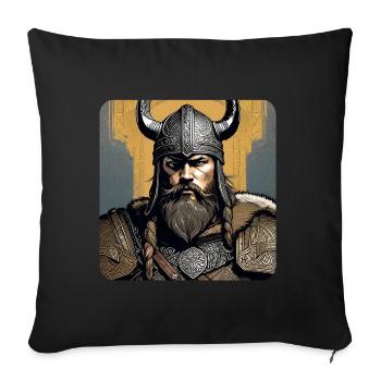 Proud Viking with Horns Helmet - Sofa pillowcase 17,3'' x 17,3'' (45 x 45 cm) - black - Front