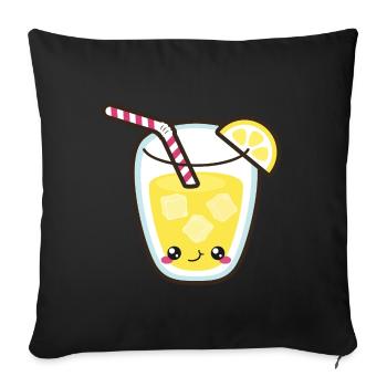 Cute lemonade glass Smile Kawaii - Sofa pillowcase 17,3'' x 17,3'' (45 x 45 cm) - black - Front
