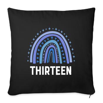 Blue Rainbow Treize ans 13e anniversaire - Housse de coussin décorative 45 x 45 cm - noir - Devant