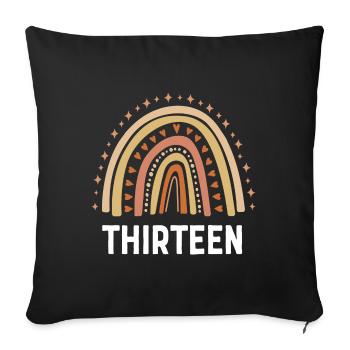 Orange Rainbow Treize ans 13e anniversaire - Housse de coussin décorative 45 x 45 cm - noir - Devant