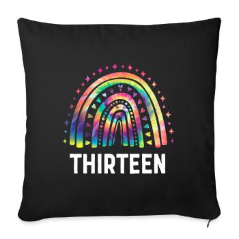 Tie Dye Rainbow Treize ans 13e anniversaire - Housse de coussin décorative 45 x 45 cm - noir - Devant