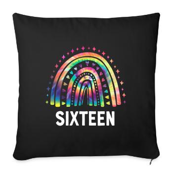 Tie Dye Rainbow Seize ans 16e anniversaire - Housse de coussin décorative 45 x 45 cm - noir - Devant