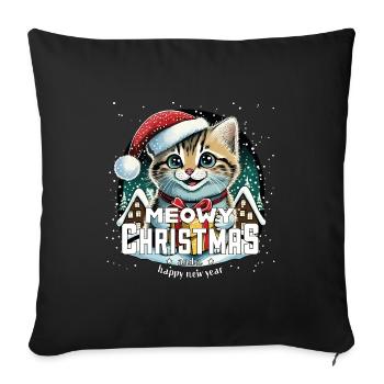 Chat de Noël - Miaouss, Noël - Housse de coussin décorative 45 x 45 cm - noir - Devant