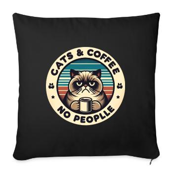 Le chat et le café, pas les gens - Housse de coussin décorative 45 x 45 cm - noir - Devant