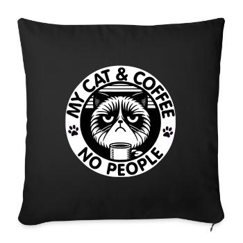 Le chat et le café, pas les gens - Housse de coussin décorative 45 x 45 cm - noir - Devant