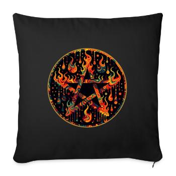 Pentagramme dans une couronne de flammes pentagramme brûlant - Housse de coussin décorative 45 x 45 cm - noir - Devant