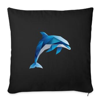 dauphin plongeur, animal aquatique - Housse de coussin décorative 45 x 45 cm - noir - Devant