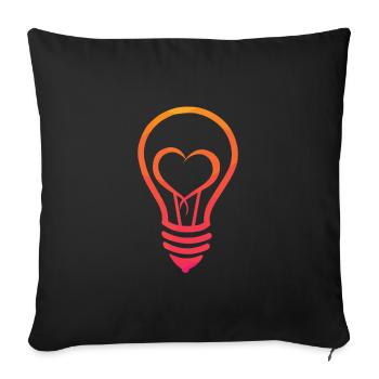 Light bulb with heart - Sofa pillowcase 17,3'' x 17,3'' (45 x 45 cm) - black - Front