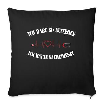 Cadeau drôle d'infirmière de service de nuit d'électrocardiogramme - Housse de coussin décorative 45 x 45 cm - noir - Devant