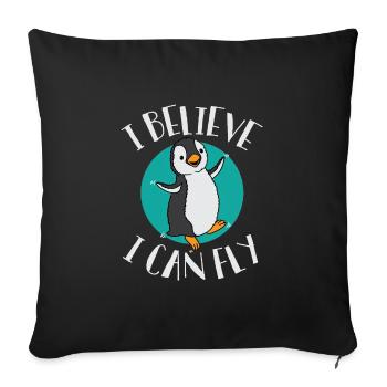 i believe i can fly penguin funny gift idea - Sofa pillowcase 17,3'' x 17,3'' (45 x 45 cm) - black - Front