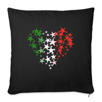 L'amour pour l'Italie - coeur avec vert blanc et rouge - Housse de coussin décorative 45 x 45 cm - noir - Devant