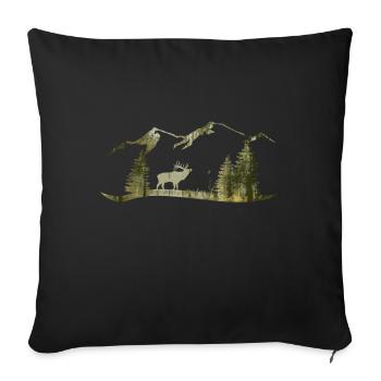 Deer in the forest - Sofa pillowcase 17,3'' x 17,3'' (45 x 45 cm) - black - Front