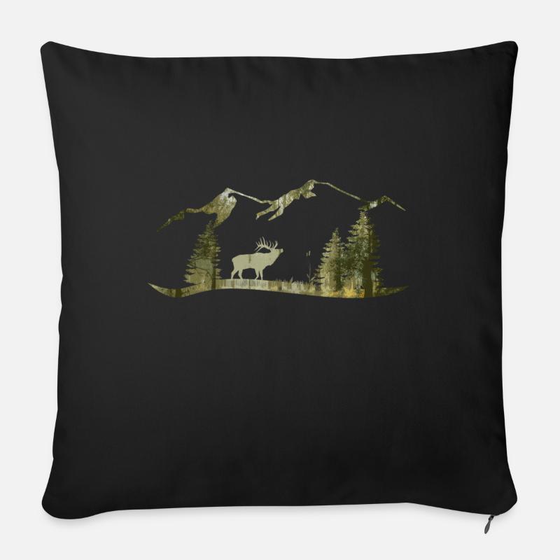 Hirsch im Wald - Sofakissenbezug 45 x 45 cm - Schwarz