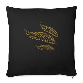 plumes dorées - Housse de coussin décorative 45 x 45 cm - noir - Devant