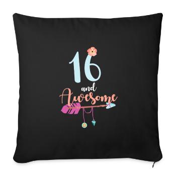 Teenager 16 years 2005 16th birthday girl woman - Sofa pillowcase 17,3'' x 17,3'' (45 x 45 cm) - black - Front