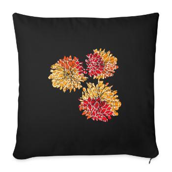 Fleurs avec des motifs floraux - Housse de coussin décorative 45 x 45 cm - noir - Devant