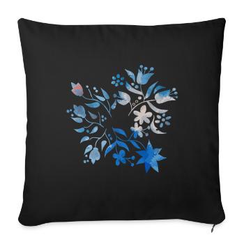 Fleurs et feuilles - Housse de coussin décorative 45 x 45 cm - noir - Devant