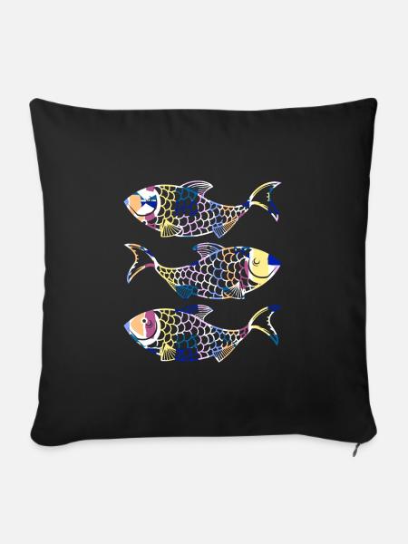 Fische - Sofakissenbezug 45 x 45 cm - Schwarz