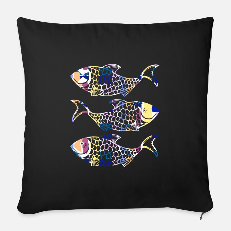 Fische - Sofakissenbezug 45 x 45 cm - Schwarz