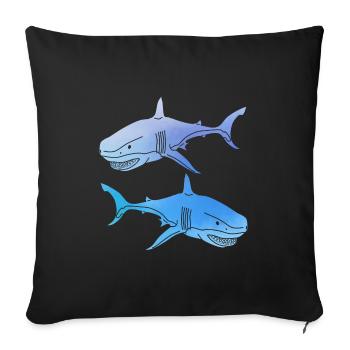 Sharks - Sofa pillowcase 17,3'' x 17,3'' (45 x 45 cm) - black - Front