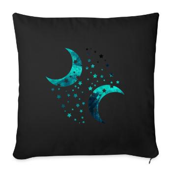 Mond und Sterne - Sofakissenbezug 45 x 45 cm - Schwarz - Vorne