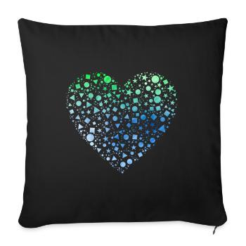 Shapes heart - Sofa pillowcase 17,3'' x 17,3'' (45 x 45 cm) - black - Front
