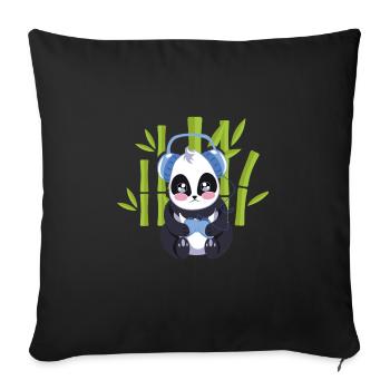 Gaming Panda Computer Console Video Game Gift - Sofa pillowcase 17,3'' x 17,3'' (45 x 45 cm) - black - Front