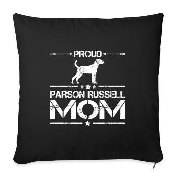 Parson Russell Terrier Proud Mom - Sofa pillowcase 17,3'' x 17,3'' (45 x 45 cm) - black - Front