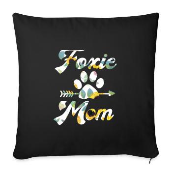 Drahthaar Foxterrier Foxie Mama Blumen - Sofakissenbezug 45 x 45 cm - Schwarz - Vorne