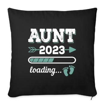 Tante 2023 Chargement Du cadeau de tante marraine - Housse de coussin décorative 45 x 45 cm - noir - Devant
