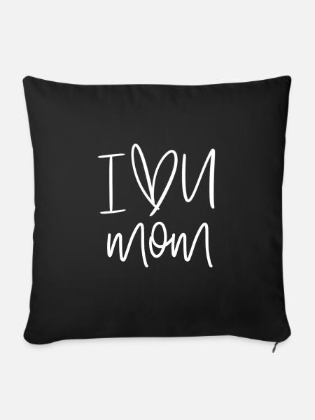 I love you mom - Housse de coussin décorative 45 x 45 cm - noir