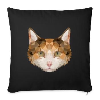Süße Katze im Polygonstyle miaut eckig kantig - Sofakissenbezug 45 x 45 cm - Schwarz - Vorne