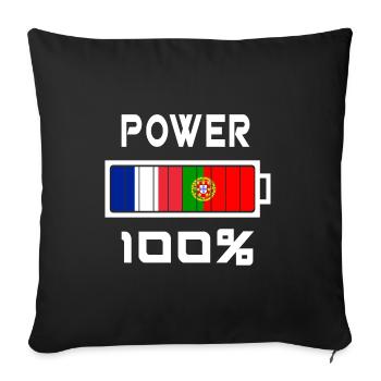 Le Portugal et la France Power 100 % - Housse de coussin décorative 45 x 45 cm - noir - Devant
