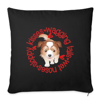 AUSTRALIAN SHEPHERD sloppy kisses - Sofa pillowcase 17,3'' x 17,3'' (45 x 45 cm) - black - Front