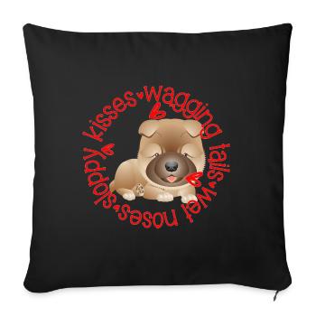 Cute Chow Chow, sloppy kisses - Sofa pillowcase 17,3'' x 17,3'' (45 x 45 cm) - black - Front